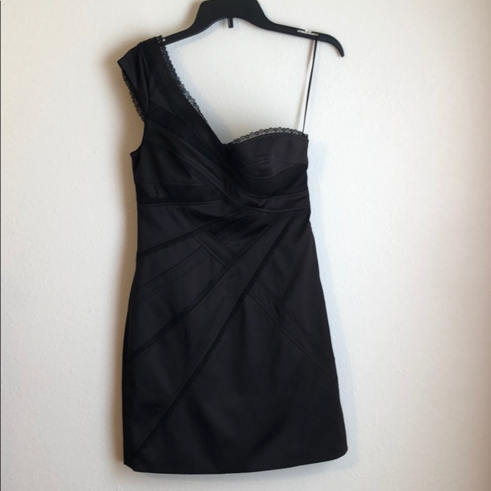 JS Collections Black One Shoulder Cocktail Dress